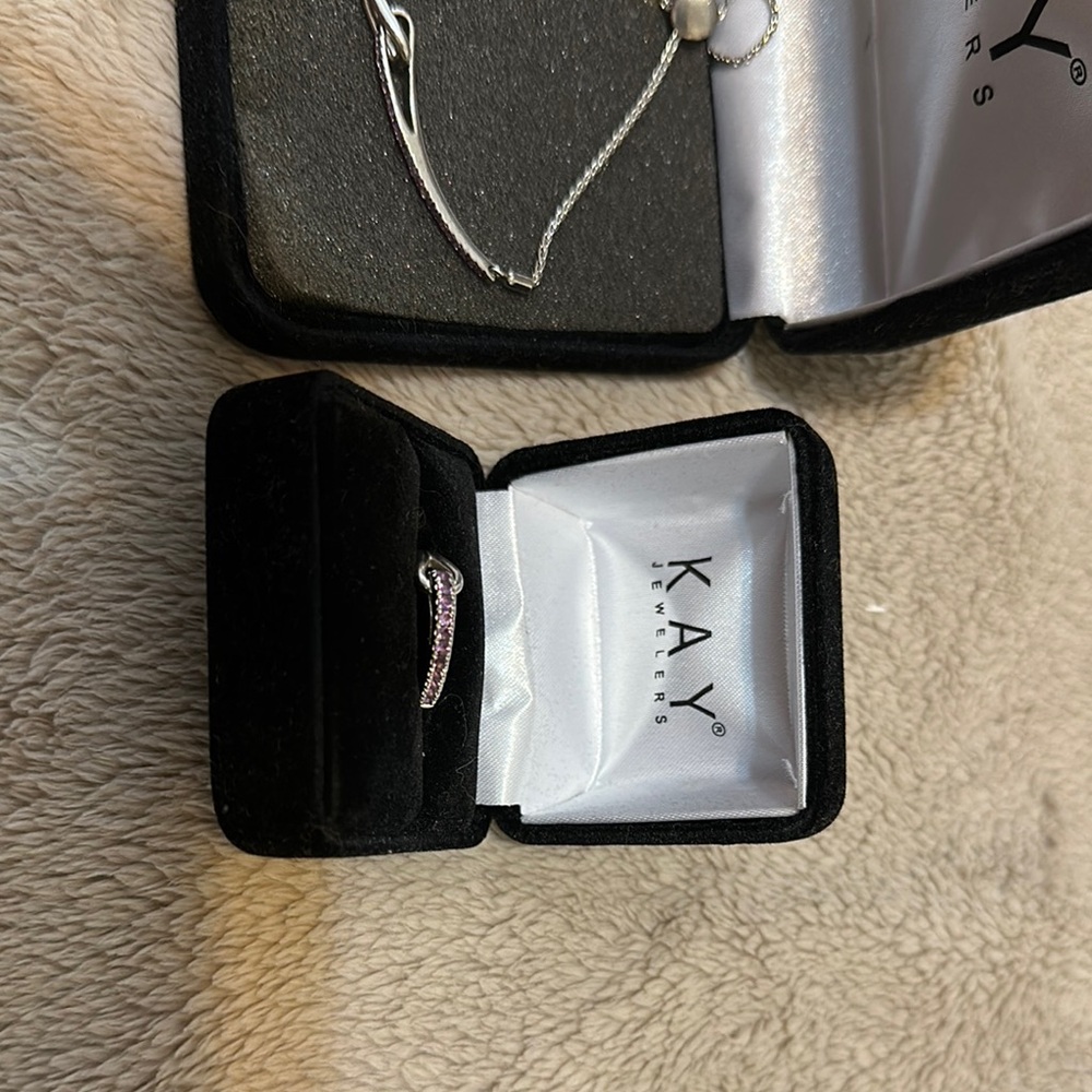 Kay Jewelers Silver Ring with Purple Accents